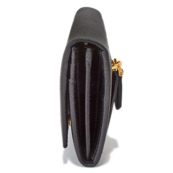 Prada Black Saffiano Leather Triangle Logo Continental - Picture 5 of 6